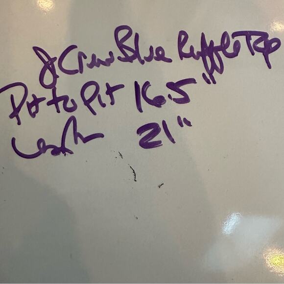 J Crew Navy Blue Ruffle Front Top G5502 Preppy Cotton Blouse Extra Small Shirt - Picture 10 of 12